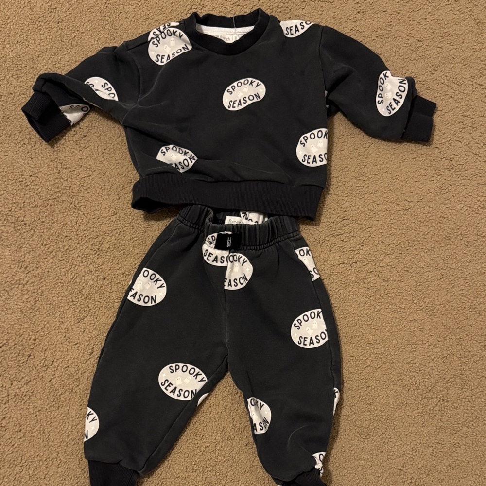 Kids Spooky Season Black Matching Set